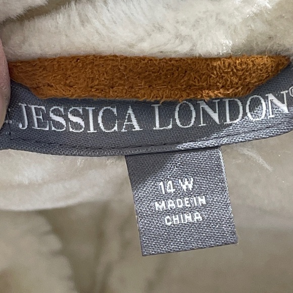 JESSICA LONDON SIZE 14W Women's Brown Faux Shearling Coat - Picture 12 of 12